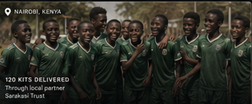 Football team receiving KOD kits in Nairobi
